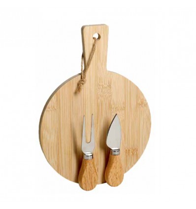 TB 1809 Tagliere Bamboo tondo 25x18 c/2 coltellini