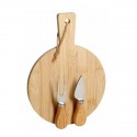 TB 1809 Tagliere Bamboo tondo 25x18 c/2 coltellini