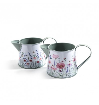 30760 Vaso caraffa in metallo picc.18x11,5x10,5 dec.floreale
