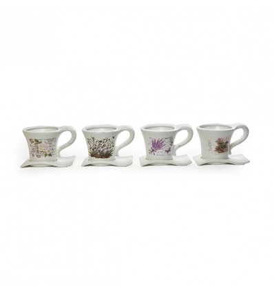 23226 Tazza portafiori c/piattino ceram 19x12x13h 4dec.ass.